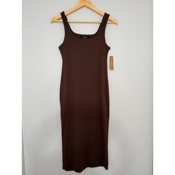 CAARA Contouring Tank Midi Chocolate Brown Shaping Stretchy Midi Medium - Picture 2 of 6
